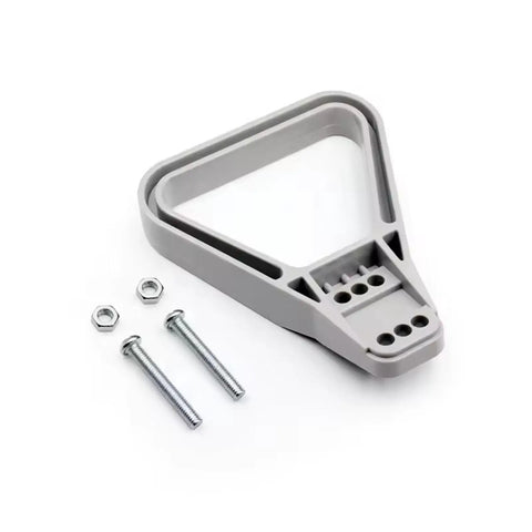 Rock Solid Professional Grade 350 Amp Connector Handles For Electric Forklifts And Solar Panels Hella Durable Grey replacement grip with bolts and nuts.
