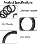 O-ring kit: 225 black rubber rings in 20 sizes for plumbing and mechanical seal repair; collage views.