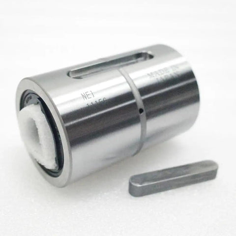 Ball Spline Nut LBS 15 LBS15UU for precision linear motion and high-speed rotation, shown with keyway, ideal for CNC mills and automation.
