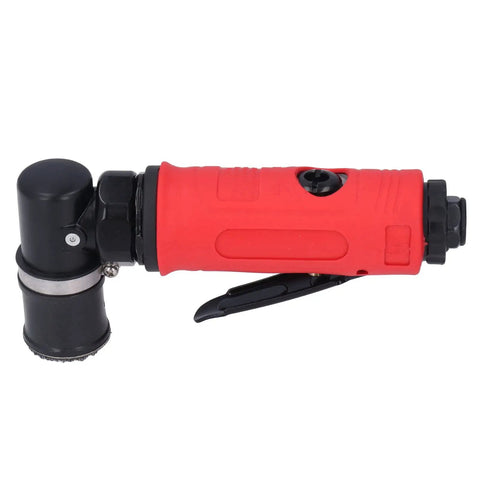 15000 RPM Air Die Grinder With Built In Muffler And Red Protective Sheath, Compact Pneumatic Spot Mill For Rust Removal And Deburring, Zinc Alloy Construction With Low Vibration, Pro Shop Tool That Busts Rust Fast, showing ergonomic red grip.