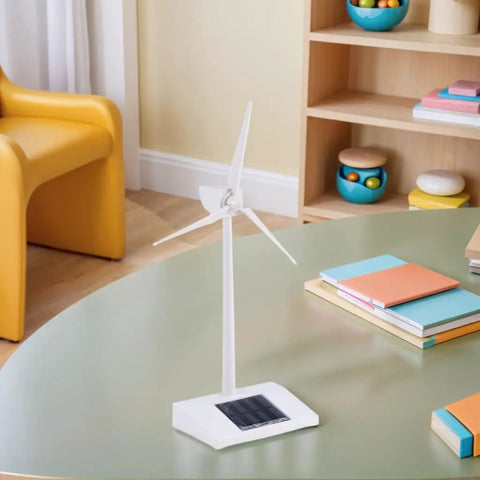 Desktop Solar Wind Turbine Model For Kids Kid Friendly STEM Toy Educational Windmill Made From ABS Plastic Solar Powered Cool Desk Decor Realistic Mini Turbine For Home Office Eco Friendly Science Gift on desk