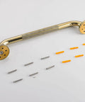 Textured Shower Grab Bar 16 Inch Bathroom Support Rail With Polished Brass Finish Stylish Safety Armrest Hand Rail For Seniors Kids Elderly No Slip Grip Easy Mount Ultimate Bathroom Safety with mounting hardware