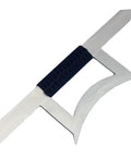 Twin Hook Sword Set For Kung Fu Wu Shu Training, close-up of cord-wrapped grip and hook detail, 440 black stainless steel blade