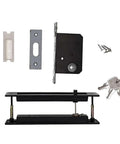 Hidden Pocket Door Lock Hardware With Keys, Recessed Matte Black Door Handle, Zinc Alloy, Anti Corrosion Finish