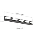 Five Light Vanity Light Fixture For Bathroom LED Modern Aluminum Frosted White Acrylic 6000K Cool White Lighting dimensions