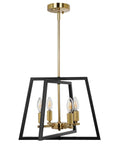 Black Brass Farmhouse Lantern Chandelier 4 Light Pendant With Bird Cage Frame Gold Finish Modern Industrial Foyer Lighting
