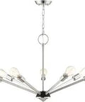 Seven Light Brushed Nickel Chandelier With Black Accents For A Dope Vintage Vibe Prague Style Ceiling Fixture 5.125 Inch Canopy