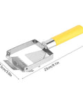 Stainless Steel Beehive Knife Scraper and Honey Uncapping Fork for Beekeeping Equipment, shown with yellow handle and size dimensions.