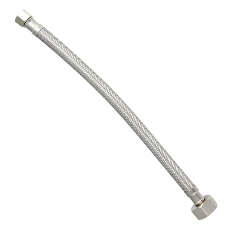 16-Inch Toilet Water Supply Line With Three Eighths Inch Compression To Seven Eighths Inch Ballcock Brass Nut, SUS304 Stainless Steel Braided Hose, FL003-16