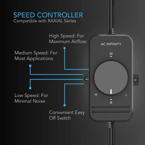 Image of speed controller for 8 Inch Inline Booster Duct Fan With Speed Controller Low Noise HVAC Blower For Basements Bathrooms Kitchens And Workshops Beef Up Airflow And Ventilation 428 CFM At 43 dBA.