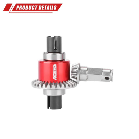 Oil Tight Differential 30T 0.8 Mod With 12T Main Gear Upgrade Kit for Arrma 1/16 Mojave, shown in metal and red finish