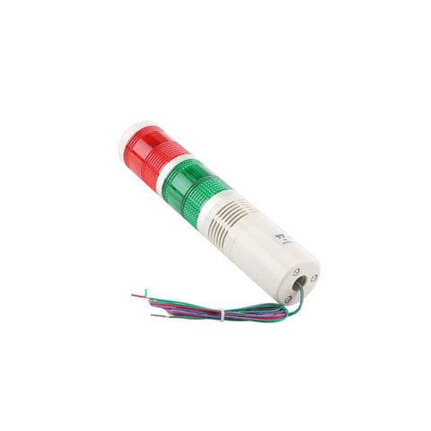 24V AC Industrial Signal Light Tower Kit With Red And Green LED Alarm Lights Sound 3W Plastic Housing Heavy Duty Water Resistant Round Tower Indicators For Workstations