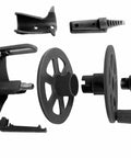 Go To Universal Composite Speargun Reel 50M For Spearfishing Fits Most Spearguns Black With Sliding Stainless Steel Line Guide dismantled view