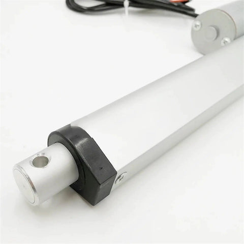 Heavy Duty Electric Linear Actuator 12V 24V DC Motor With 650 Mm Stroke For Robotics And Industrial Automation close-up of the actuator's aluminum body and connector.