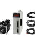 YJHQJNLE servo motor kit with matched driver; white controller with display, black motor, bundled cables.