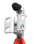 Heavy Duty Quick Release Toggle Clamp Vertical Hand Clip For CNC Woodworking And Metalworking, 27Kg Holding Power, 80mm Horizontal Hinged Clamp, Fast Clamping, Built Tough Metal Construction, Silver Finish, silver metal side view