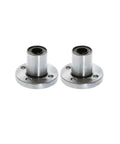 10mm Flange Linear Bearing LMF10UU For 3D Printer And CNC Rod Systems, Smooth Low Friction Guidance For Precise Motion, Durable High Quality Component With Easy Install And Long Life For Reliable Linear Travel. Two metal 10mm flanged linear bearings for CNC and 3D printer shafts.