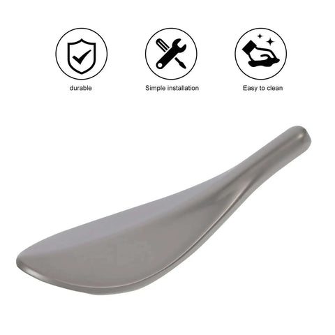 Dope Loquat Leaf Zinc Alloy Cabinet Pulls And Drawer Handles Set In Pearl Gray Finish 2 Pieces, sleek and modern leaf design detail
