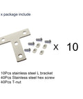 Aluminum T Slot Bracket Kit For 2020 Extrusion Profiles Includes 10 Brackets And 40 M5 Nuts And Bolts Drop In Nuts For Precise Positioning