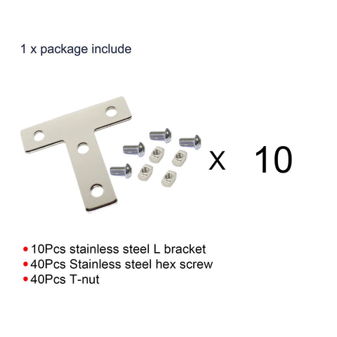 Aluminum T Slot Bracket Kit For 2020 Extrusion Profiles Includes 10 Brackets And 40 M5 Nuts And Bolts Drop In Nuts For Precise Positioning