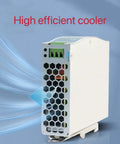 Side view of 12V DC DIN Rail Power Supply 120W 10A Dual Output Wide 100 To 240VAC Input 12VDC Output with cooling feature