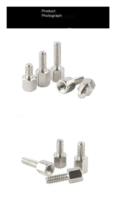 20 Pack Top Shelf Copper Motherboard Standoffs With Slick 4 40 Threads And Heavy Duty Hex Columns For Electronics And PC Projects in silver color with hex nut design.