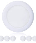 Six Pack Dimmable LED Surface Mount Downlights 15W 1000 Lumens Low Profile Ceiling Light Fixture 5000K Daylight, front view