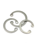 Close-up of GB893 C Type Internal Circlip Snap Ring Kit Set M8 To M20, 304 Stainless Steel A2-70, for machinery and DIY projects.