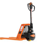 Heavy Duty Full Electric Pallet Jack Truck With 6600 Lb Capacity features a durable alloy steel frame and polyurethane wheels.