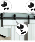 Heavy Duty Bi Folding Barn Door Hardware Kit For Double Doors, Smooth And Quiet Sliding Track System In Matte Black, installed