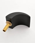 Roman Tub Faucet Matte Black Waterfall Filler spout, brass connector, showing side view of matte black finish and curved design.