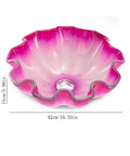 USZWBY Vessel Sinks Bathroom Vessel Sink Tempered Glass Wash Basin pink art bowl sink with ruffled edge, 42cm/16.53in diameter