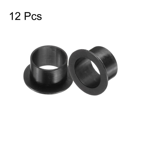 Flanged Nylon Sleeve Bearings Set 12 Pcs Self Lubricating Bushings 15.1mm Bore 17mm OD 12mm Length Flange 23mm Nylon Black