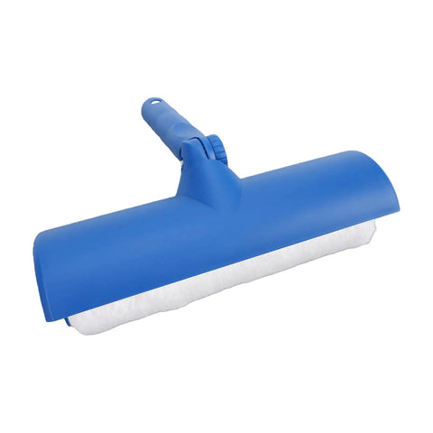 Heavy Duty 10 Inch Paint Roller With Integrated Spatter Shield For Ceilings And Walls Easy Roll Zero Drip No Mess Straight Up Professional Grade with blue handle.
