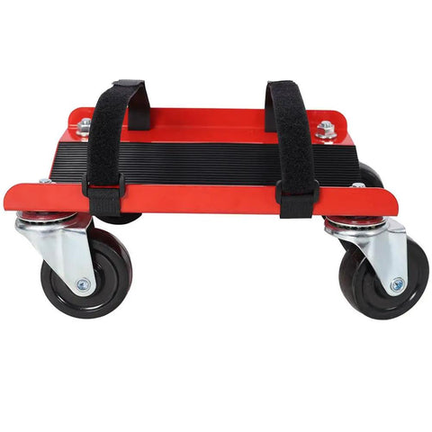 Beefy Heavy Duty Snowmobile Dolly With Steel Frame And V-Slide Design, 1500 Lbs Capacity Moving Cart, 2.5 In Swivel Casters, Adjustable Tie Down Straps, Garage And Shop Transport Stand front view
