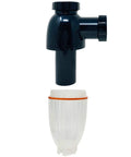 No Mess Money Saving P Trap 2 Pack in black and transparent, easy to install under sink plumbing upgrade, separated view.