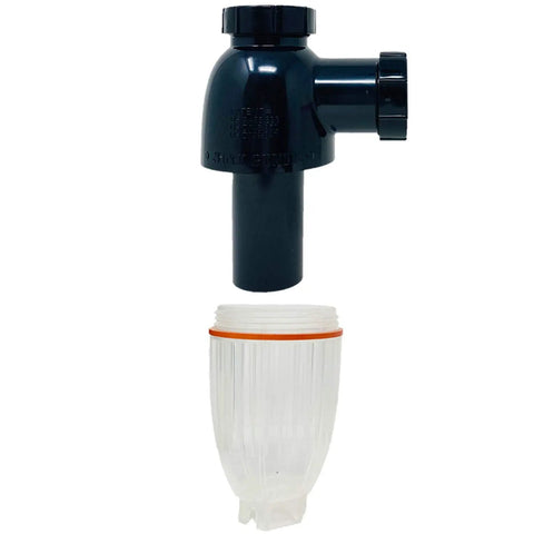 No Mess Money Saving P Trap 2 Pack in black and transparent, easy to install under sink plumbing upgrade, separated view.