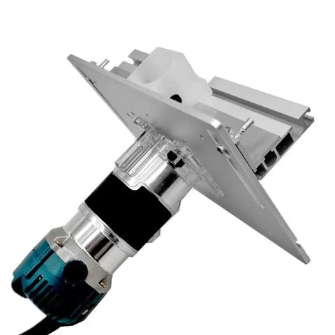 Heavy Duty Router Table Insert Plate For Active Workshop Builds Rock Solid With Dependable Miter Gauge Guide And Corrosion Resistant Aluminum Profile Fence attached to router.