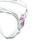 Close-up of Frameless Scuba Mask With Large Lenses And Comfy Close Fitting Skirt For Max Field Of Vision Squeeze To Adjust Buckles