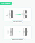 Installation guide showing Heavy Duty Industrial Gigabit PoE Plus Splitter With Dual DC Outputs and adjustable voltage options.