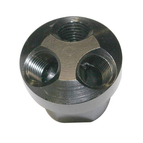 3 Way Adapter Aluminum Round Manifold One Half Inch NPT Inlet To One Quarter Inch NPT Outlet Replacement For Interstate Pneumatics FPM84A Three Port Block Manifold Durable Aluminum Construction