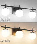 Dope Mid Century Modern Bathroom Vanity Lights Matte Black With Milky Glass Over Mirror Three Light Wall Sconce G9 LED