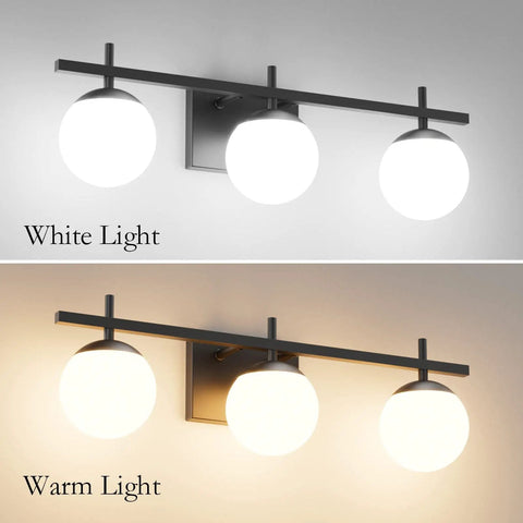 Dope Mid Century Modern Bathroom Vanity Lights Matte Black With Milky Glass Over Mirror Three Light Wall Sconce G9 LED