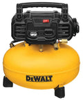 Heavy Duty 18 Gauge Brad Nailer And 6 Gallon Oil Free Pancake Air Compressor Combo Kit showing yellow oil free compressor.