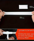 Instant Self Fusing Leak Repair Tape For Kitchen And Plumbing, demonstrating stretch and application on a water pipe