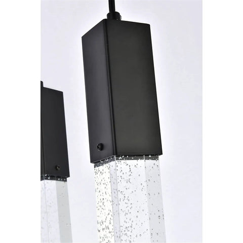 Slick Modern 13 Light Black Crystal Ceiling Pendant With Heavy Duty Metal Build and Tight Adjustable Canopy, clear crystal details