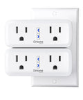Front view of Dual Smart Plug 15A, Works With Alexa And Google Home, 2 In 1 Compact Smart Outlet, FCC Listed, mounted on wall