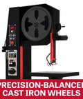 Side view of 26-Inch EVS Vertical Bandsaw with 3 HP, 230/460V 3-Phase, built tough heavy-duty enclosed steel frame and control panel.