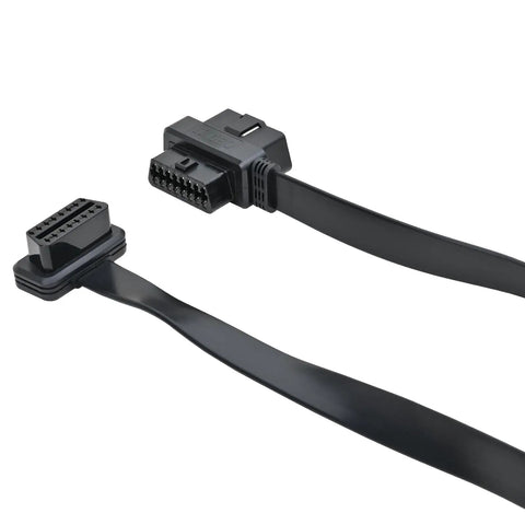 Right Angle OBD II OBD2 16 Pin Splitter Extension Cable 1 Male To 2 Female, Ultra Flat Low Profile OBD2 Extender Cord, 60cm Length