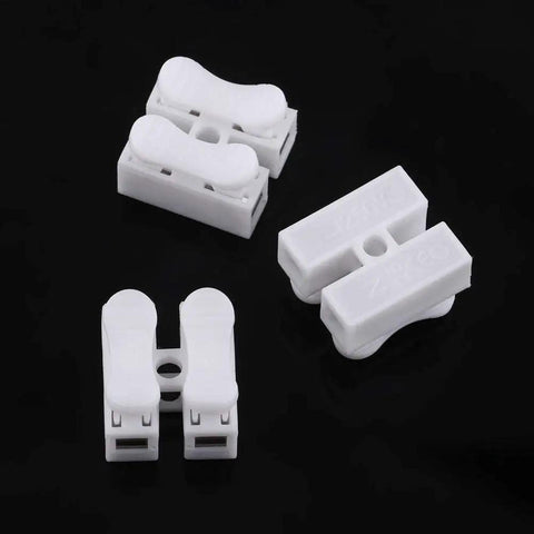 Spring Clamp Terminal Wire Connector Pack 100 Quick Release 2 Pin 10A 220V White Cable Connector for Wiring Harness